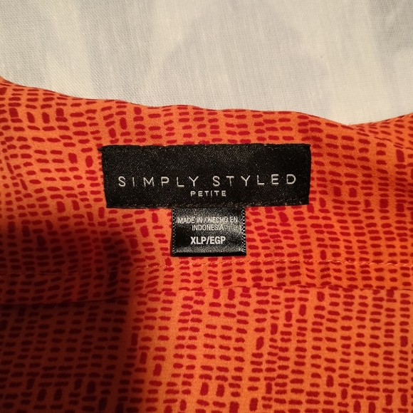 Simply Styled Red & Orange V-Neck Ruffled Spaghetti Strap Top XL Petite - Picture 5 of 7